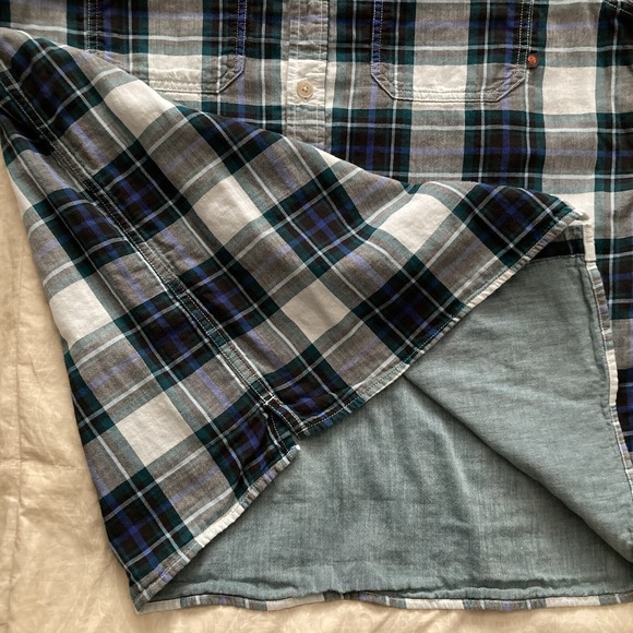 Mountain Hardwear Men L SS Button Up Lined Cotton Shirt Plaid B&W Outdoor Hiking - Picture 6 of 12